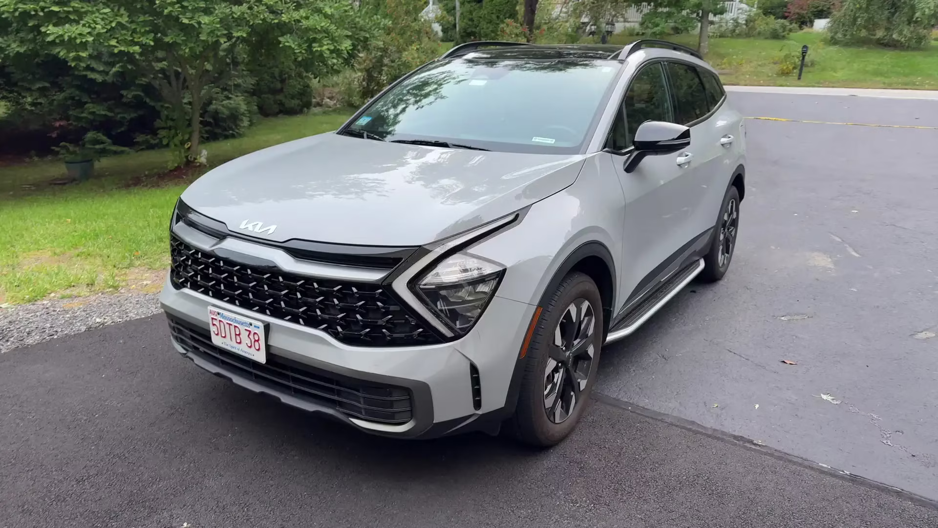 Silver SUV parked on a residential driveway